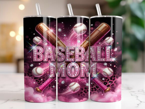 Baseball Mom 20oz Skinny Tumbler Wrap Graphics