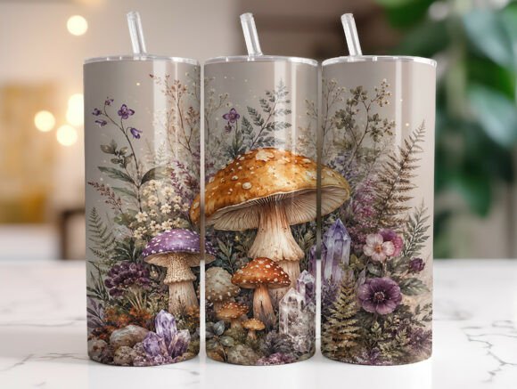 Cottagecore Mushroom Crystal Tumbler PNG Graphics & Wraps Review