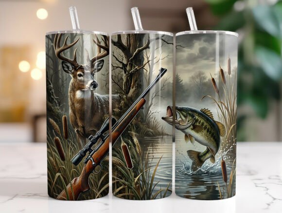 Deer Hunting Fishing 20oz Tumbler Wrap: Graphics & Tumbler Wraps Review