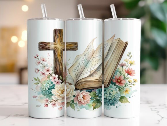 Floral Cross Bible 20oz Tumbler Wrap Graphics Review