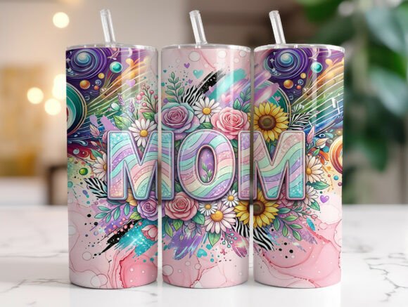 Floral Mom Tumbler Wrap Graphics for Crafting