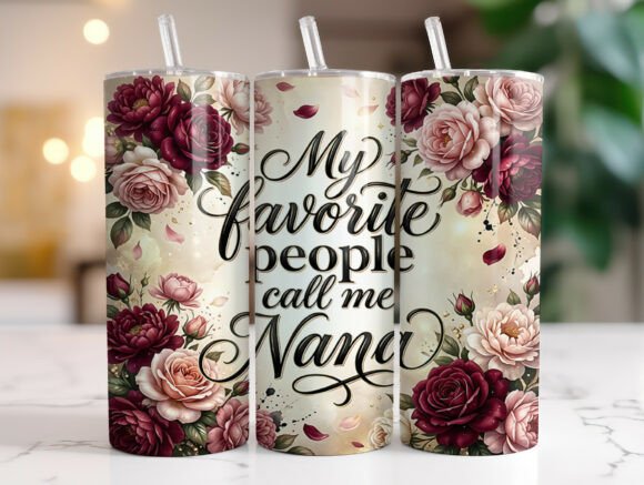 Floral Nana Rose Tumbler Wraps & Graphics