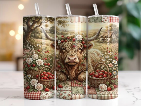Highland Cow Strawberry Tumbler Wrap Graphics Review