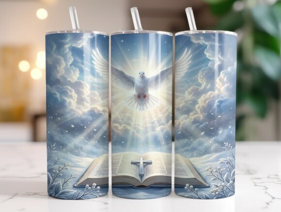 Holy Spirit Dove Bible Tumbler Wrap Graphics