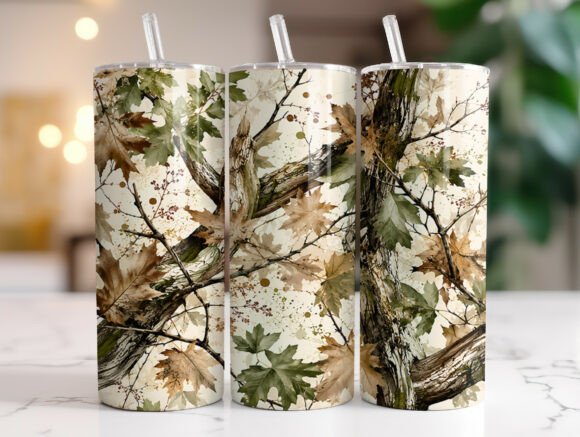 Hunting Camo Tree Leaves: Tumbler Wraps & Graphics