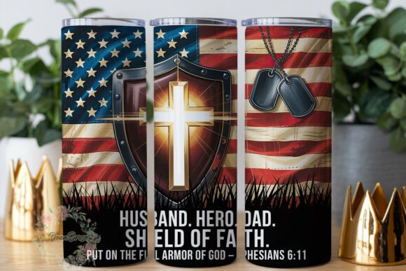 Husband Hero Dad Shield: Faith Tumbler Wraps & Graphics