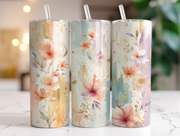 Pastel Floral Skinny Tumbler Wrap Graphics