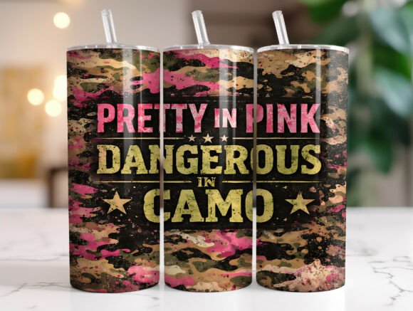 Pink Camo Hunting Tumbler Wraps & Graphics