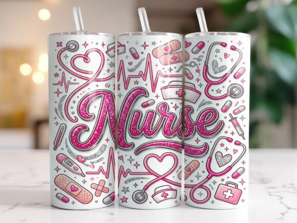 Pink Nurse Tumbler Wrap Graphics & Wraps