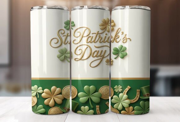 St Patricks Day Shamrock Tumbler Wrap: Tumbler Wraps & Graphics