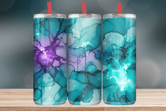 Teal Purple Alcohol Ink Art Tumbler Wrap Graphics Review