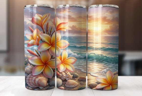 Tropical Plumeria Sunset Tumbler Wraps Graphics Review