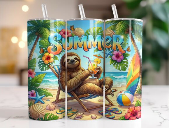 Tropical Summer Sloth Beach Tumbler Wrap: Graphics & Tumbler Wraps Reviewed