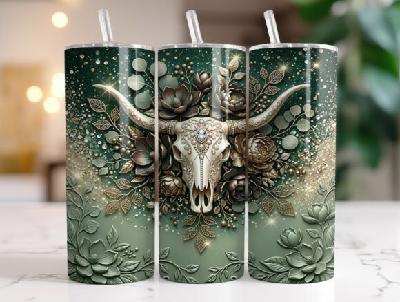 Western Bull Skull Floral Tumbler Wrap Graphics Review