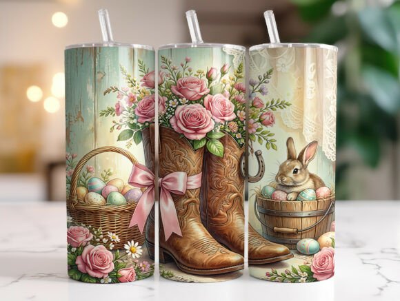 Western Easter Roses Boots Tumbler Wrap