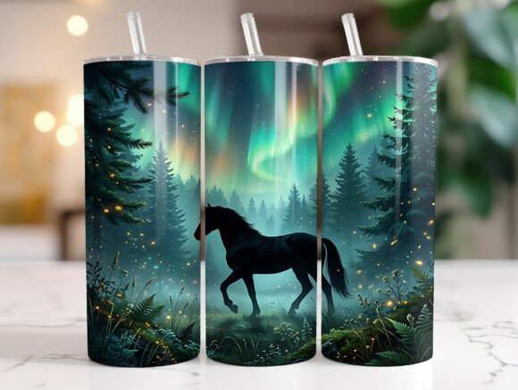 Wild Horse Northern Lights Tumbler Wrap: Graphics & Tumbler Wraps